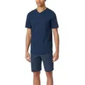 Schiesser Casual Essentials Short Pyjama V-neck Dunkelblau Baumwolle X-Large Herren