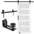 Scheunentor Hardware-Kit 914x2133mm Holz Glas Schiebe Scheunentor Weiß