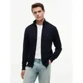 Tommy Hilfiger Strickjacke ESSENTIAL COTTON ZIP THRU mit Logostickerei blau XXL (54)