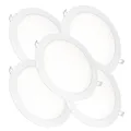 JANDEI - 5er-Pack runde LED-Einbaustrahler, 18 W, 1500 Lumen, extraflach 13 mm, Montageloch Ø 200–205 mm, Kaltweiß 6000k, inklusive Transformatoren