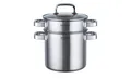 Kochtopf 20 cm, 5L, 3-teilig, Edelstahl, Induktion, Topf, Pastatopf, Spargeltopf