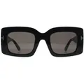 Tom Ford Brigitta FT1188 01A glÃ¤nzend schwarz grau mit hellem Spiegel Sonnenbrille