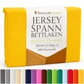 Strauss Home Spannbettlaken Premium 160 g/m2 Gekämmte Baumwolle Jersey in Hotelqualität, Gummizug: Rundumgummi, OEKO-TEX®-zertifiziert - Hotelqualität – Formstabil & Langlebig gelb 120x200-120x220cm cm
