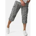 Indicode Cargoshorts Herren Nicolas Check Cargo Shorts Herrenshorts aus einer robusten Materialmischung grau M