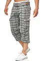 Indicode Herren Nicolas Check 3/4 Cargo-Shorts inkl. Gürtel | Herrenshorts aus Baumwolle Lt Grey Check, M