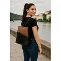 C1072 Cinino Lederrucksack Schwarz/Cognac - Braun