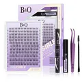 B&Q Lashes Extension Set 120PCS Flora Lash Clusters Unsichtbares Band 8-16MIX