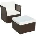 Gartensessel Mit Fußhocker Poly Rattan Braun Vidaxl
