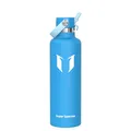 Super Sparrow Edelstahl Trinkflasche Kinder - 18/10 Ultraleicht Thermobecher - 1L - Standardmund Stroh-Deckel - BPA-Frei Thermoskanne, Thermosflasche für Sport, Travel, Schule, Outdoor, Büro