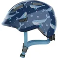 ABUS Kinderhelm Smiley 3.0 - Fahrradhelm mit tiefer Passform, kindergerechten Designs & Platz für einen Zopf - für Mädchen und Jungs - Blau mit ... - Dunkelblau