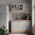 Vicco - Single Küche R-line, Beton/goldkraft Eiche, 140 Cm , Ap Anthrazit