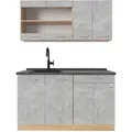 Vicco Single, Grau, Honigeiche, Holzwerkstoff, Küchenblock,Rechteckig, 140x81.6x60 cm, Küchen, Küchenzeilen & Küchenblöcke, Küchenzeilen ohne Geräte