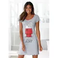 PEANUTS Nachthemd mit Snoopy-Print und kleiner Schleife grau 44/46