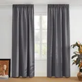 PONY DANCE Schienen Gardinen und Vorhang Grau Blickdicht 2er Set Verdunklungsvorhänge mit Kräuselband Thermogardine gegen Hitze Blackout Curtains Living Room, H 228 x B 167 cm