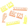 Deko-Schriftzüge und Streuteile aus Filz zur Einschulungsfeier, 2 Stück