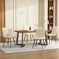 Flieks Esstisch mit 4 Esszimmerstühlen, Essgruppe Sitzgruppe 5-tlg, Tischgruppe mit 4 Stühlen, Rechteckig Esszimmertisch Walnussfarbe, Samt, Beige - Beige