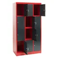 Schließfachschrank Umkleideschrank Wertfachschrank Spind 12 Fächer rot/anthrazit