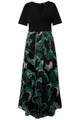Ulla Popken Damen große Größen Übergrößen Plus Size Ausbrenner-Maxikleid, A-Linie, V-Ausschnitt, Halbarm schwarz 46+ 828339100-46+