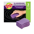 Scotch-Brite Glaskeramik-Reinigungsschwamm, 3 Stück - zur Reinigung von Glaskeramik-Kochfeldern, Ohne Kratzer, Chemikalienfrei, Spülmaschinenfest, Violett