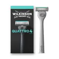 Wilkinson Sword Quattro Herrenrasierer, 4 diamantbeschichtete Klingen, Rasierergriff plus 1 Ersatzklinge
