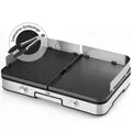 Lebenlang Tischgrill 2400W Elektrogrill inkl. Grillzange & Spritzschutz, 2400,00 W, 2 wendbare Grillplatten glatt/gerippt,2 Temperaturregler, In-&Outdoor