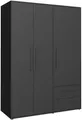 FORTE Kleiderschrank Mokkaris, Garderobe, zeitloses Design, 3 Türen, Made in Europe (B/H/T ca. 144x200x59cm) Zwei Schubladen, schwarze Stangengriffe, Stauraum, auch in Schwarz