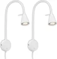 Briloner TUSA 2er Set LED Leselampe, Schwenkbar, Warmweißes Licht, Schalter, Weiß, 45 x 8 x 20,5 cm