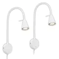 BRILONER - 2er-Set LED Leselampen mit Schalter am Gehäuse, schwenkbar, warmweißes Licht, Wandleuchte Innen, Wandlampe, Bettlampe, Lampe Bett, Leselicht, Nachttischlampe, 45 x 8 x 20,5 cm, Weiß