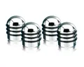 FOLIATEC AIRCAPS Ventilkappen Aluminium Auto Ventildeckel Ventilabdeckung Reifenventilkappen für 4 Räder, Chrom mit 3 schwarzen Gummiringen
