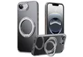 Wigento Handyhülle Für Apple iPhone 16e Frosted 360 Ring MagSafe TPU + PC Hülle Case Grau, Magnetische Hülle mit Ringhalter und 360 Grad Rotation