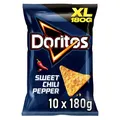 Doritos Sweet Chili Pepper - Tortilla Nachos mit süßem Chili-Geschmack - Herzhafter Snack zum Knabbern aus Mais (10 x 180g) (Verpackungsdesign kann abweichen)