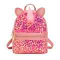 minimutz Kinderrucksack Glitzer Pailletten Mädchen, Kinder Prinzessinnenrucksack, Freizeitrucksack Kindergarten Kita mit Vordertasche, Einhorn pink