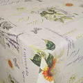 Wachstuchtischdecke Gartentischdecke, Heilpflanzen Rechteckig 130 x 220 cm, abwaschbare Tischdecke, wasserabweisend, gefaltet