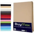 Buymax Spannbettlaken Buymax Jersey aus 100% Baumwolle, Jersey, Gummizug: Rundumgummi, (1 Stück), Pflegeleicht und Atmungsaktiv in Verschiedenen Farben und Größen beige 200 cm x 200 cm