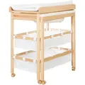 roba® Bade- und Wickelregal Baby Pool, natur, inkl. herausziehbarer Badewanne und Wickelauflage weiß beige