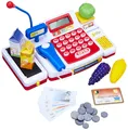 Simba 104525700 - Supermarktkasse mit Scanner, Rechner, Laufband, Kartenlesegerä