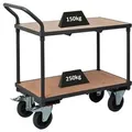PROREGAL Profi Tischwagen mit 2 Etagen HxBxT 95 x 50 x 97 cm Traglast 400 kg Grau