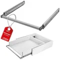 SO-TECH® Auszug VarioSlide bis 100 kg, mit Verriegelung, einhändig bedienbar (Set), Vollauszug 120 cm Breite, 65 cm Tiefe, ohne Front grau silberfarben 120 cm x 5.3 cm x 65 cm
