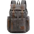 Graue Canvas Schultertasche Laptop Rucksack Groß