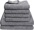 Dyckhoff Handtuch Set "Golden Shades Herringbone", grau (graphit), 6 Stk., Walkfrottier