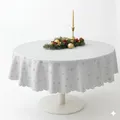 Lurex Tischdecke Sterne Glitzer Weihnachten Christmas Silber Rund 160 cm