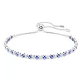 Swarovski Matrix Tennis Armband, Rhodiniertes Damenarmband mit Klaren und Blauen Zirkonia in Gemischten Rundschliffen, Mit Kugelschiebeverschluss, Armbandlänge: 24 cm, Armbandbreite: 0.3 cm