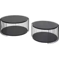 Couchtisch Beistelltisch 2er Set Stahl Gestell Holz Platte Schwarz Kare Design