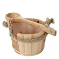 Mendler Saunakübel mit Einsatz HWC-B26, Saunazubehör Saunaeimer Saunakelle Aufguss, Kiefernholz 3,5 L - hell-braun