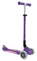 GLOBBER Primo Foldable Plus Lights Roller – Tretroller Kinder ab 3 Jahre - Scooter 120/80 mm - ABEC 5, 3-rädrig mit LED Rollen – höhenverstellbar – lila-pastellrosa