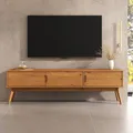 TIVOLI Lowboard aus Massivholz, 180 cm Eiche Finish - TV Lowboard mit großem Stauraum, Wohnzimmermöbel, Wohnzimmer Sideboard, TV Schrank, skandinavisches Design