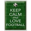 Femer GmbH Metallschild Spruch 30x40cm Keep Calm and love Football, (1 St), gewölbte Oberfläche, abgerundete Ecken, umgeschlagene Kanten