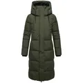 MARIKOO Damen Steppmantel Lang Stepp Wintermantel Jacke gefüttert Outdoor Parka abnehmbarer Kapuze Chumanii