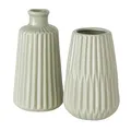 Boltze Vase Esko 1 Stück 2-Fach Sortiert, 1x Blumenvase aus Porzellan Keramik Matt Grün, ca. 17 x 8,5 cm, skandinavisches Design