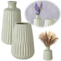 Design Nordic Blumen-Vase Oslo 2´er Set Creme Matt Keramik Tischvase Pampasgras